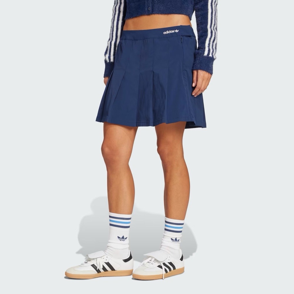Adidas Originals Pleated Tennis Skirt Womens Size 10 Navy Blue Retro Sporty NEW